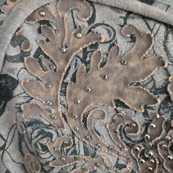 Vintage Upcycled Fairy Grunge Cargo Utility Vest size S Rhinestone Studded Boho - Picture 9 of 13